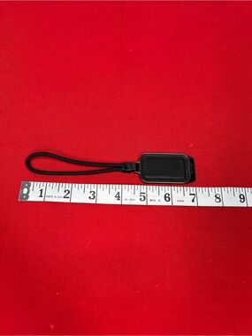 TUMI Black Leather Metal Luggage Tag Key Chain